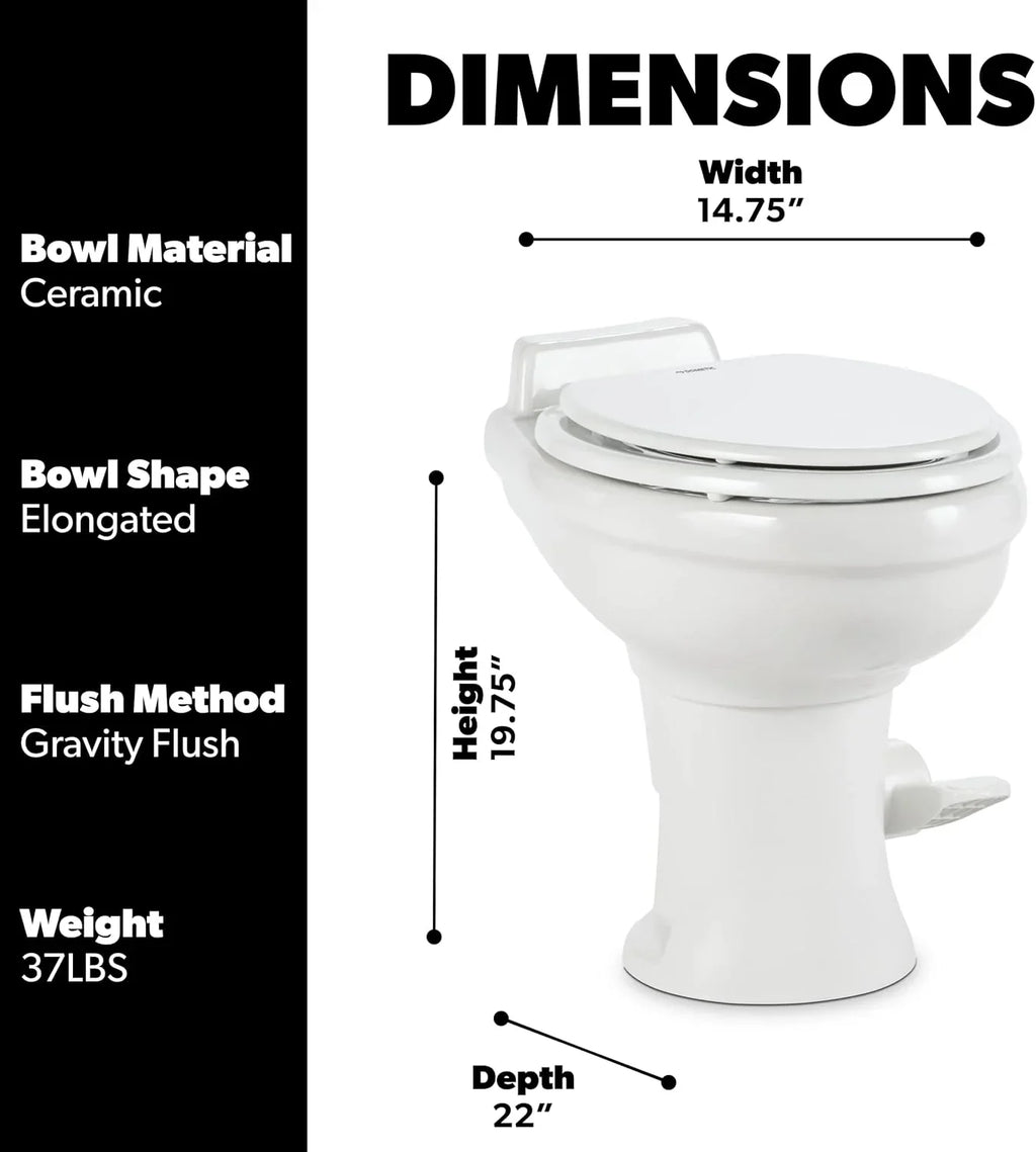 320 Series Standard Height RV Toilet - White