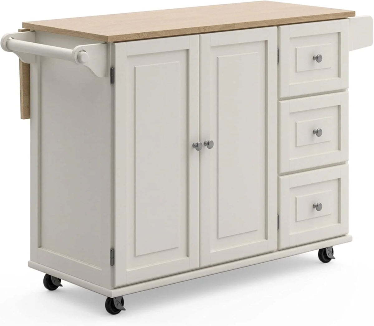 Homestyles Dolly Madison Mobile Kitchen Island Cart, Drop Leaf Breakfast Bar