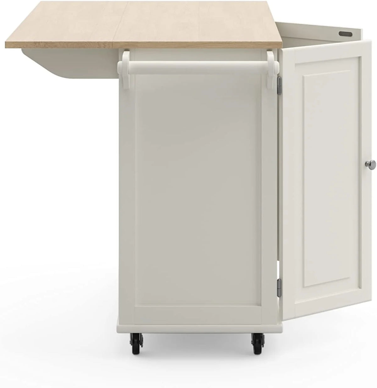Homestyles Dolly Madison Mobile Kitchen Island Cart, Drop Leaf Breakfast Bar